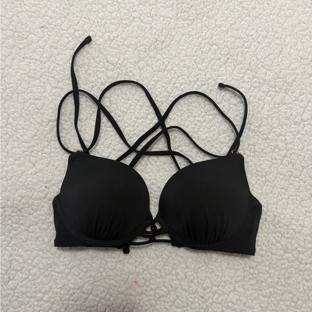 Shade & Shore Black Strappy Padded Bikini Top